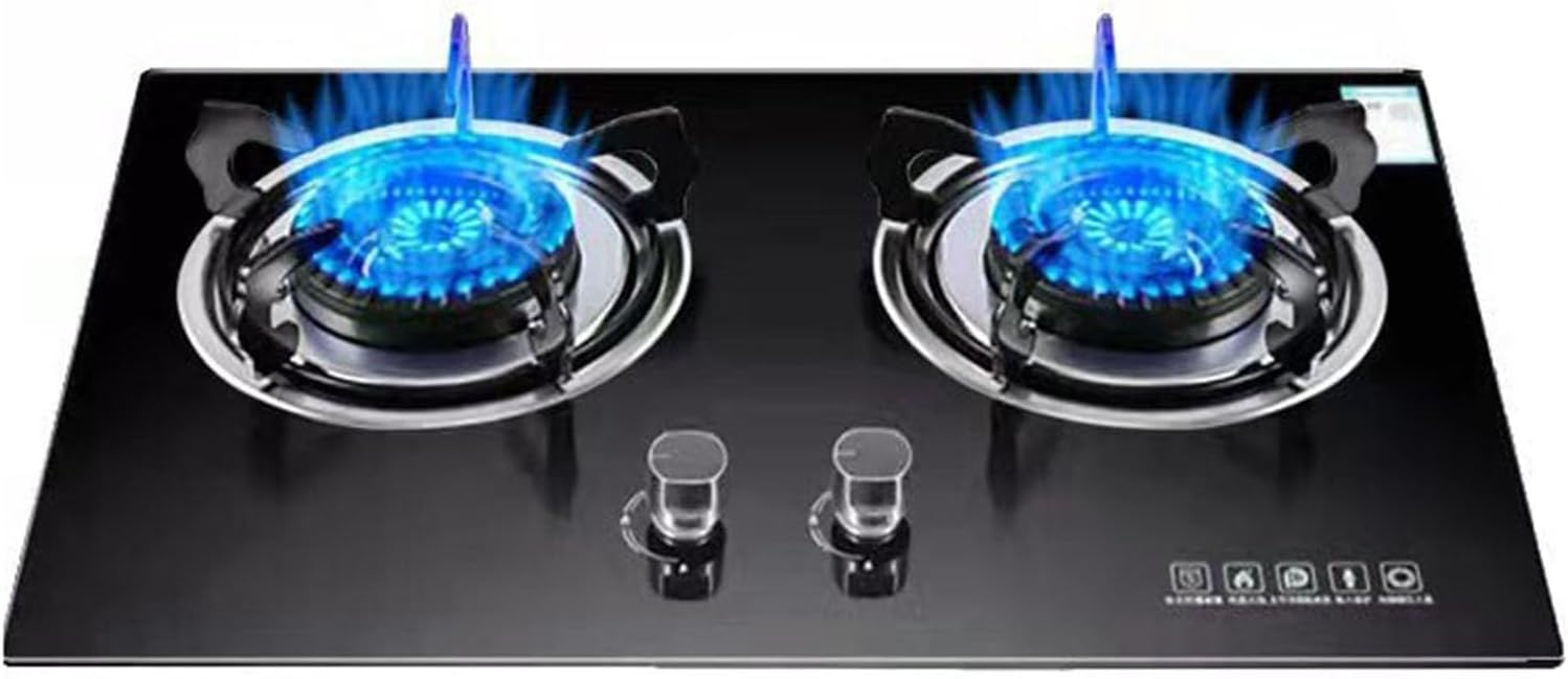 Propane Stove,2 Burners Portable Propane Stove,tempered Glass Gas Cooktop,Maximum 15354BTU for Food Trucks and Family Restaurants(black) (Color : LPG, Size : Style 1)