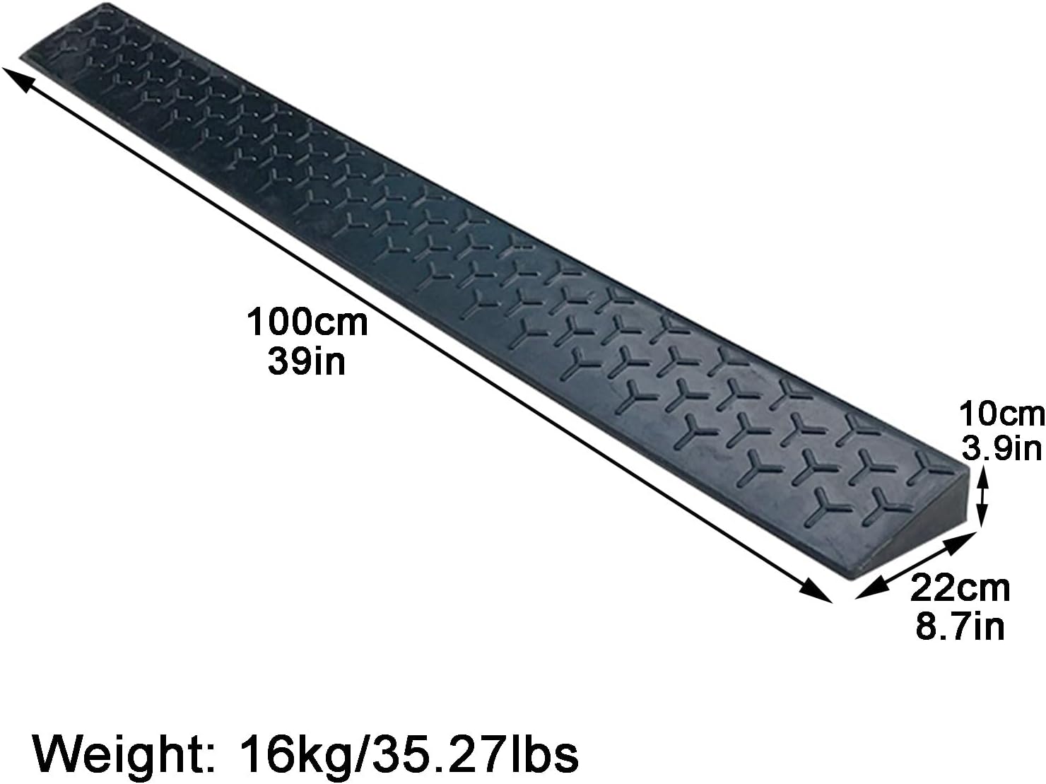 Rubber Curb Ramps Anti-Slip Portable Rise Height Threshold Ramp with Stable Honeycomb Structure for Vehicle Truck(100 * 22 * 10cm/39 * 8.7 * 3.9in)
