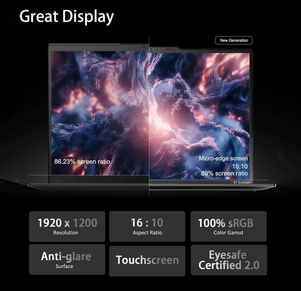 Lenovo ThinkPad X1 Carbon Gen 12 Laptop (14' FHD+ Touchscreen, Intel Core Ultra 7 165U vPro, 32GB DDR5, 1TB SSD), Backlit, Fingerprint Reader, IR Webcam, 2X Thunderbolt 4, IST HUB, Win 11 Pro, AI PC