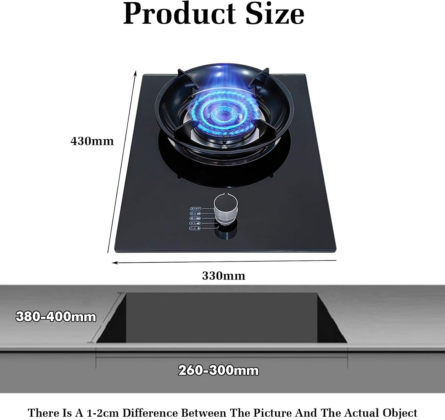 Gas Stove 1 Burner,4.2kW Tempered Glass Cooktop,Stepless Flame Control and Thermocouple Protection,for Yacht Camping Outdoor Cooking(LPG)