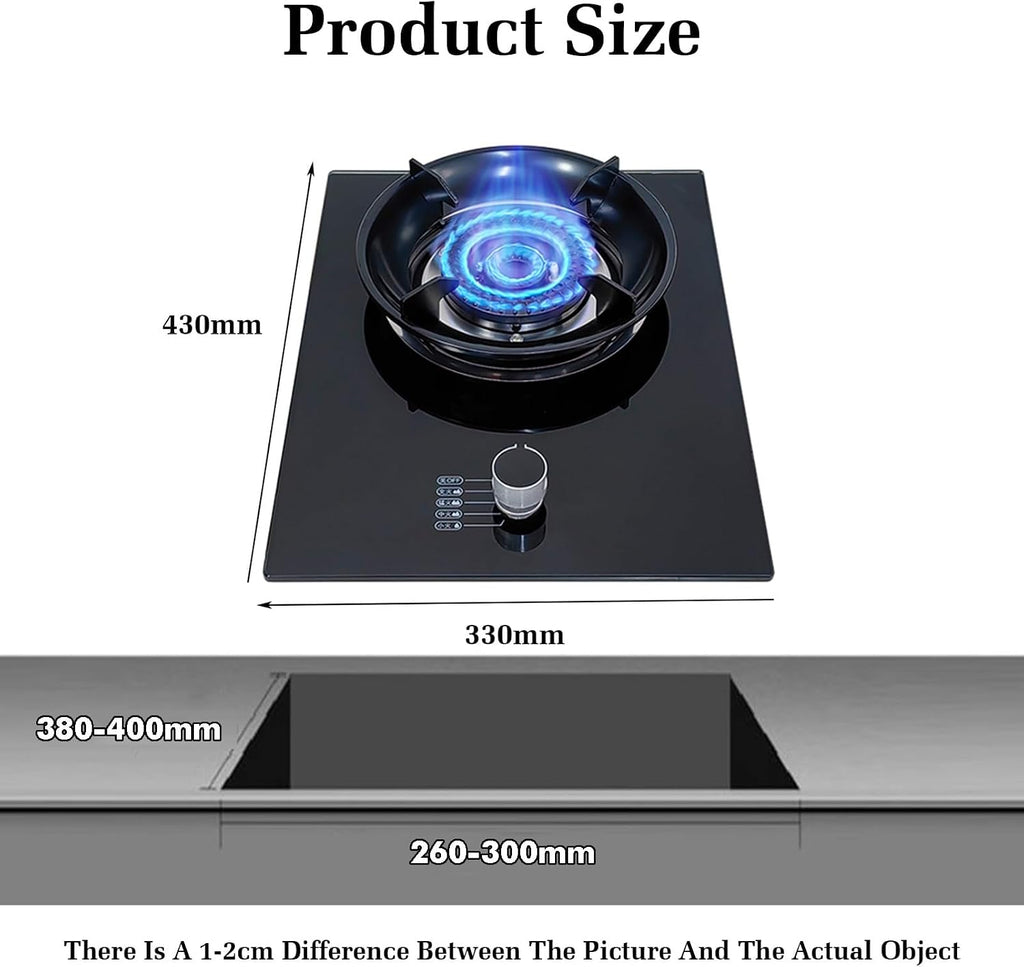 Gas Stove 1 Burner,4.2kW Tempered Glass Cooktop,Stepless Flame Control and Thermocouple Protection,for Yacht Camping Outdoor Cooking(NG)