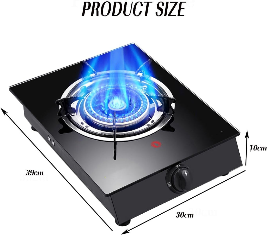 Single Burner Gas Stove,Glass Copper Cover Gas Stove with High Flameout Protection Function,for Tailgating, Seafood Boil,Home Brewing