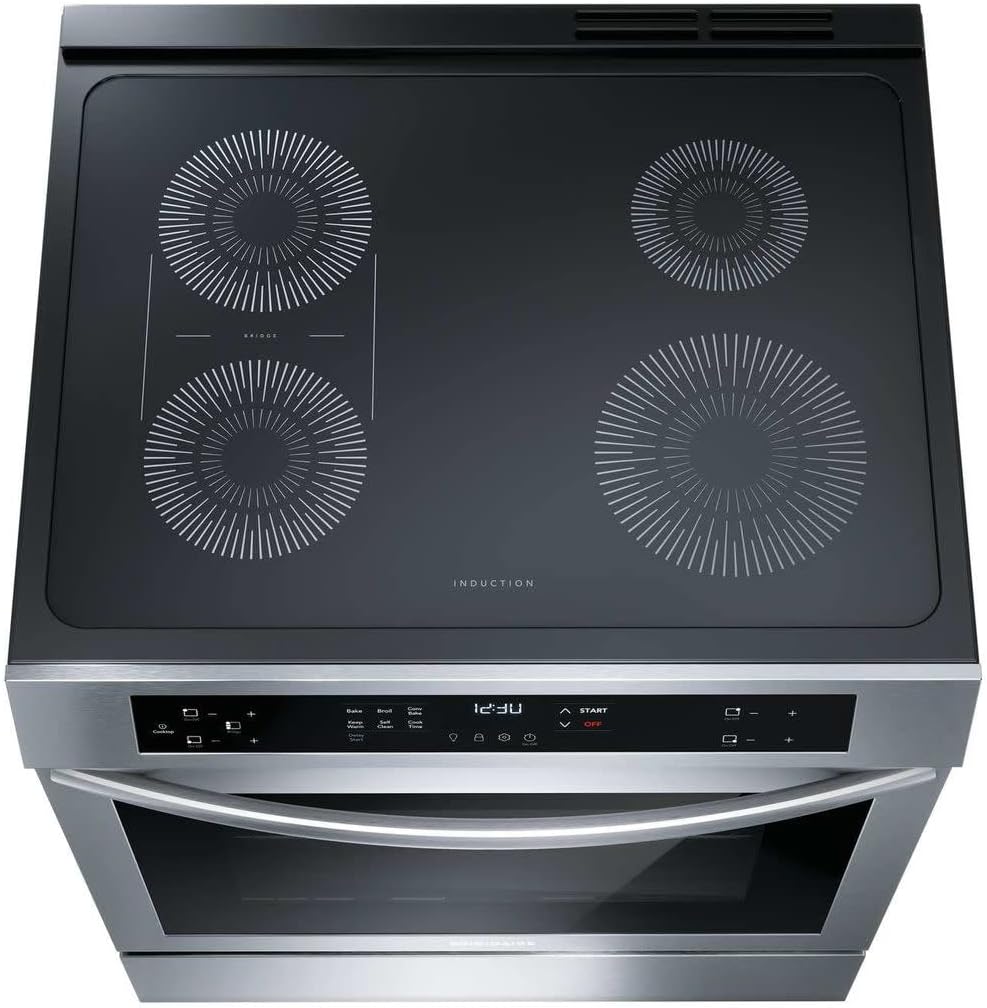 Frigidaire 30 in 5.3 cu.ft. 4-Burner Element Slide-in Front Control Self-Cleaning Induction Range w/Convection in Stainless Steel