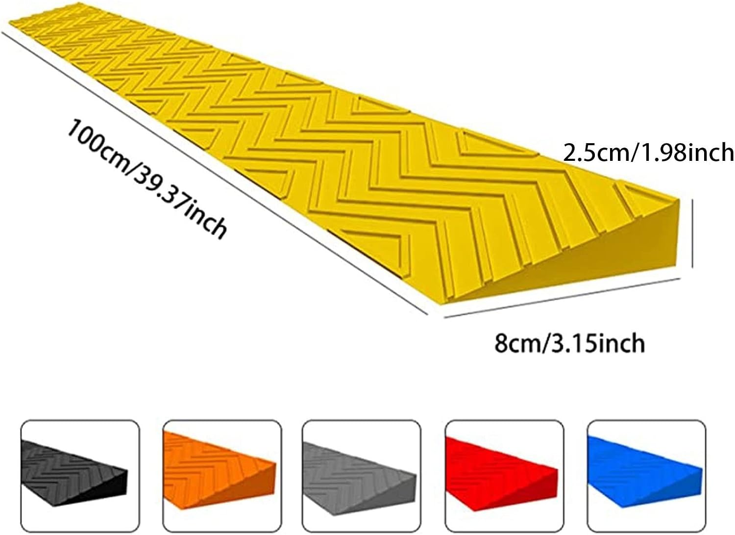 2 Inch Heavy Duty Rubber Threshold Ramp for Doorways - Portable Non-Slip Indoor/Outdoor Wheelchair Access Ramp(Yellow,100 * 8 * 2.5CM)