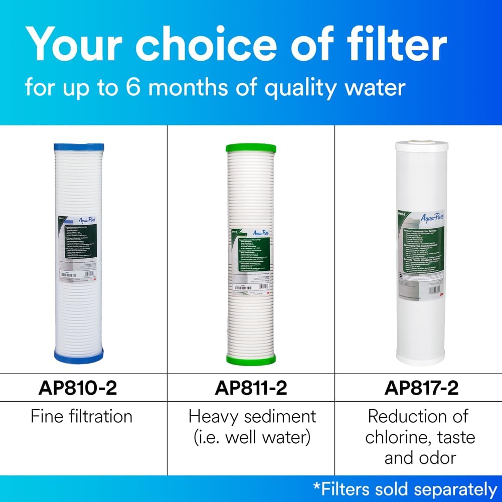 3M Aqua-Pure AP800 Series Whole House Filter Housing AP802B, 5639202, Large Diameter, Blue Sump, 20 in, 1' NPT
