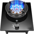 Black Single Burner Gas Stove5.2kW 9-Cavity Wok Burner,Tempered Glass Top with Flameout Protection,for Home and Outdoor Cooking(NG)