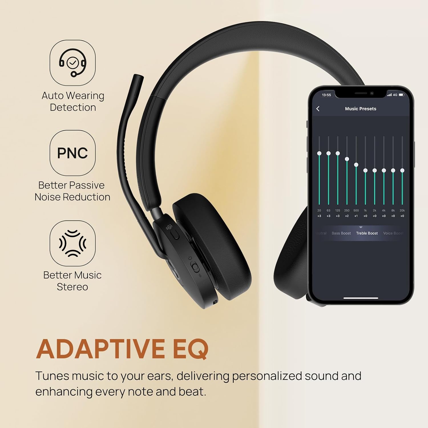 Yealink BH74 ANC Wireless Headset with Mic for Work, Bluetooth Headset Noise Cancelling with 6 AI Microphone,32H Battery Life & Mute Button,Microsoft Teams Premium Open Office Certified,UC Compatible