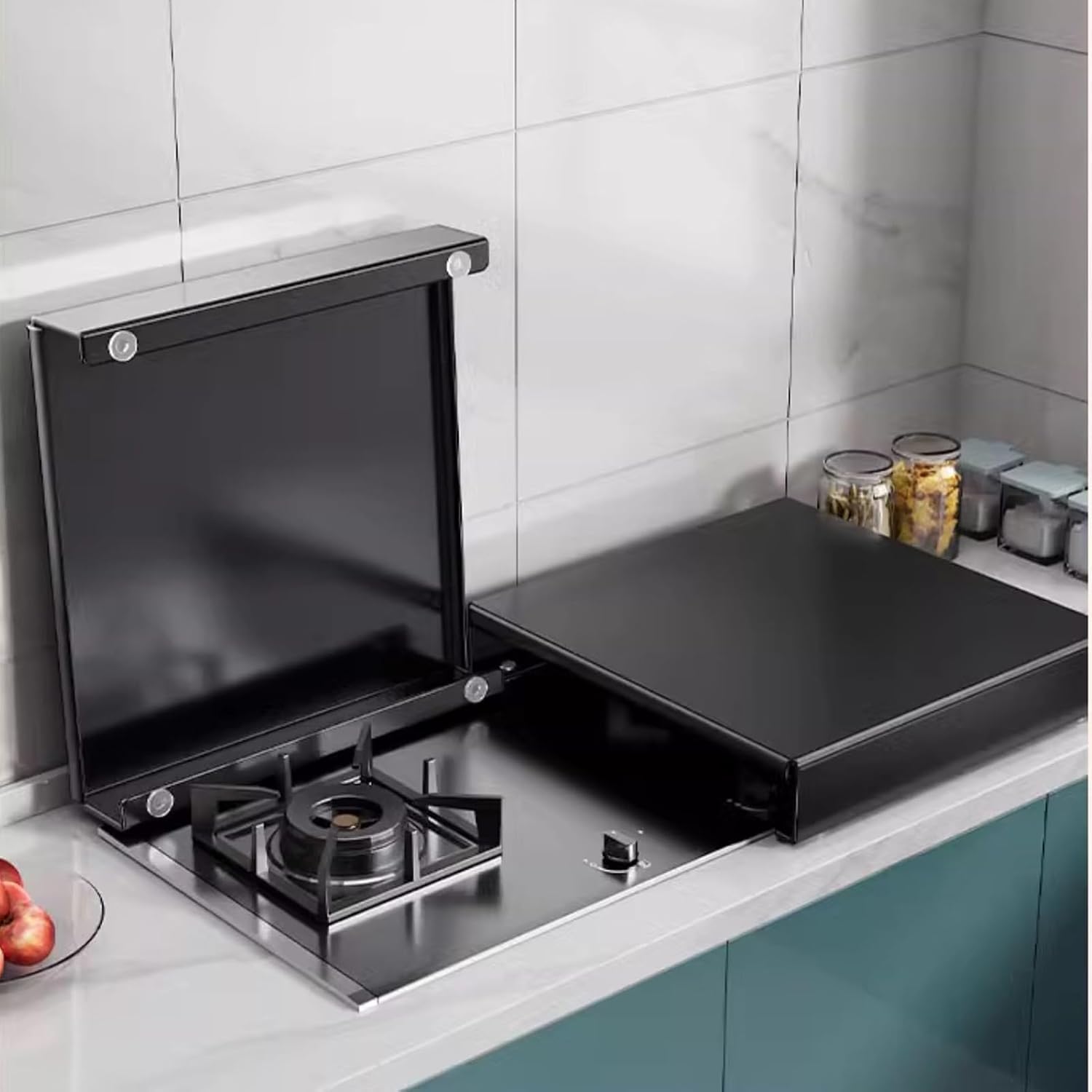 Gas Stove Cover Board 30 Inch L-Shaped Camping Kitchen Universal Plate Anti-Slip Design Rust-Proof(80x48x9cm)