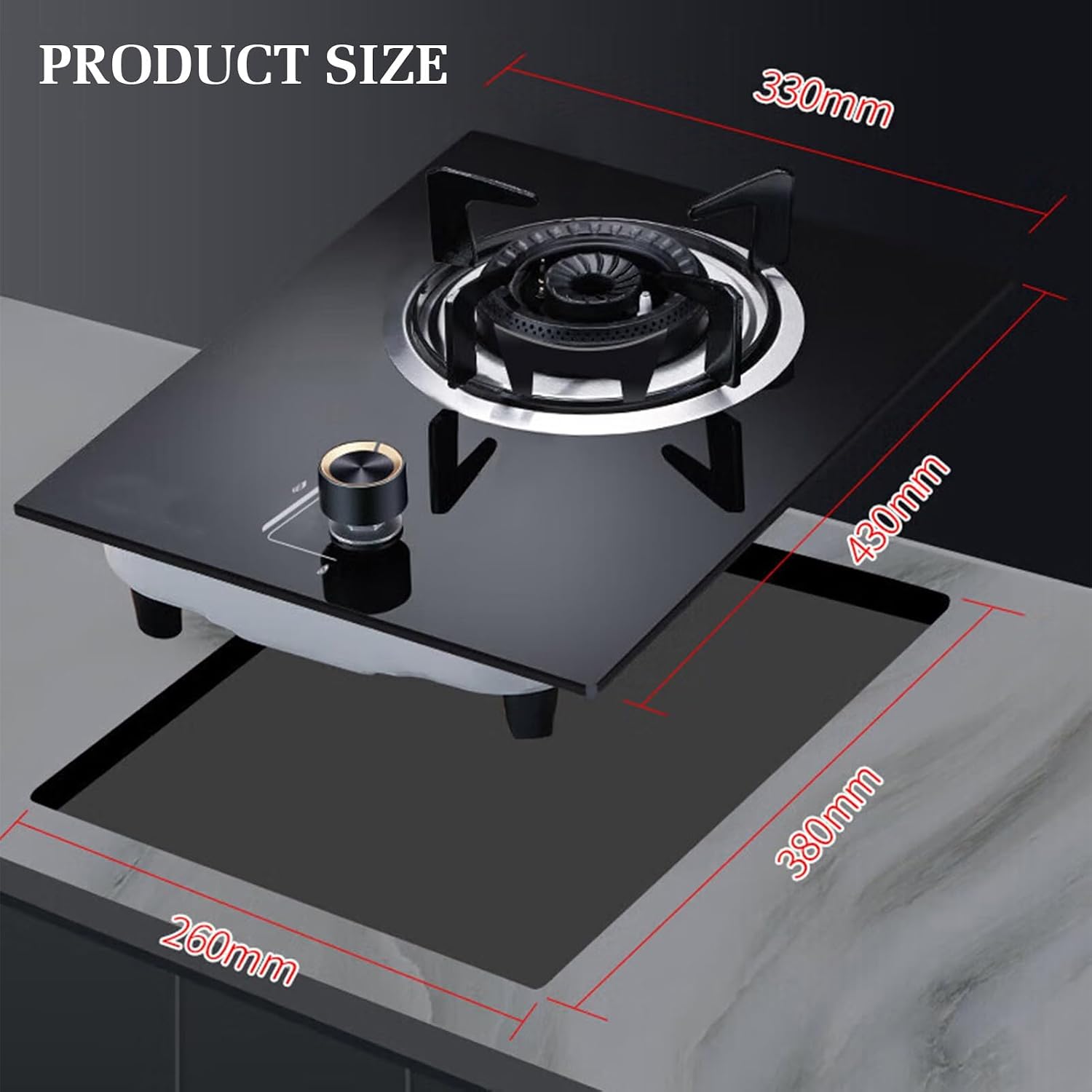 Gas Cooktop with 1 Burner,5.2KW Kitchen Counter Top Stove,NG/LPG Gas Conversion Stove,with Flameout Protection,for Home Kitchen(NG)