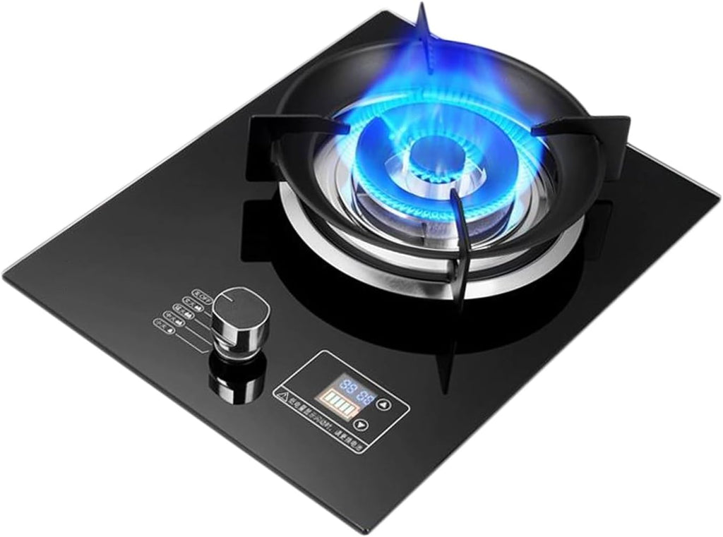 Gas Cooker 1 Burner,5.2KW High-fire Timer,Gas/LP Gas Conversion Stove,with Flameout Protection,for Home Kitchen Motor Home Camp(LPG)