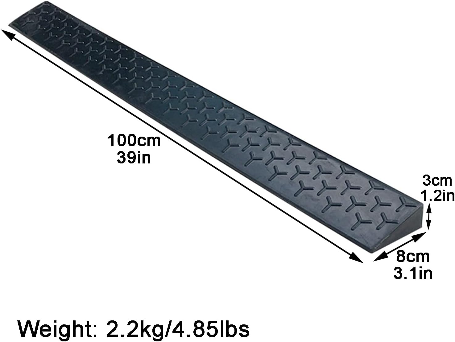 Rubber Curb Ramps Antislip Portable Rise Height Threshold Ramp with Stable Honeycomb Structure for Vehicle Truck(100 * 8 * 3cm/39 * 3.1 * 1.2in)