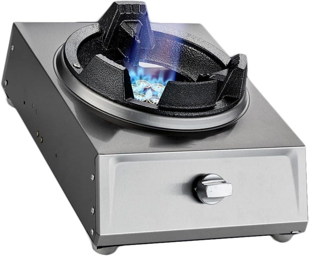 Gas Stove 1 Burner,40KW Stainless Steel Fierce Fire Stove Single Stove,Household Desktop Liquefied Gas Stove,Multi-Speed Adjustable,for Home Kitchen(Style 2)
