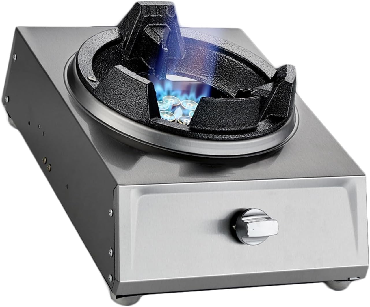 Gas Stove 1 Burner,40KW Stainless Steel Fierce Fire Stove Single Stove,Household Desktop Liquefied Gas Stove,Multi-Speed Adjustable,for Home Kitchen(Style 2)