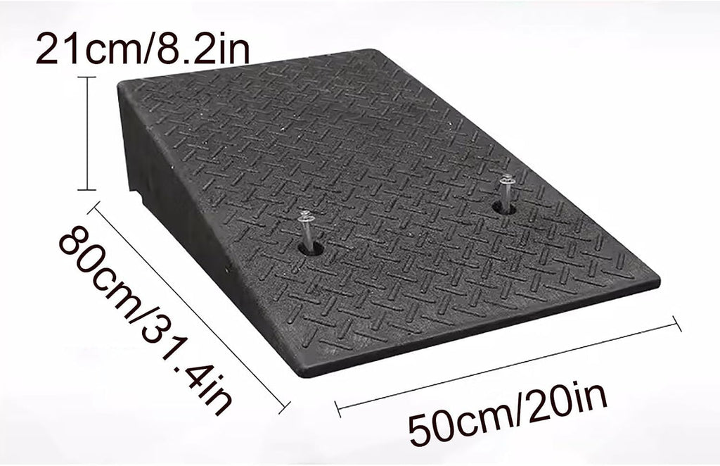 Rubber Curb ramp, high Heavy Duty Rubber Threshold ramp, Portable car ramp, Suitable for car Wheelchair Pedal, Stair Door ramps(50 * 80 * 21cm/20 * 31.4 * 8.2in)
