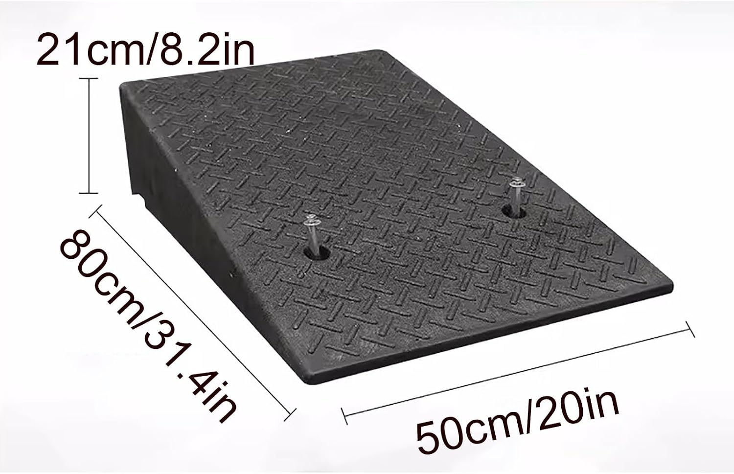 Rubber Curb ramp, high Heavy Duty Rubber Threshold ramp, Portable car ramp, Suitable for car Wheelchair Pedal, Stair Door ramps(50 * 80 * 21cm/20 * 31.4 * 8.2in)