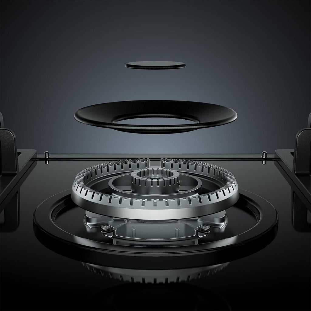 Empava 36' Bulit-in Tempered Glass Gas Cooktops 5 Italy Imported Sabaf Burners Stove Tops, 36 Inch, Black