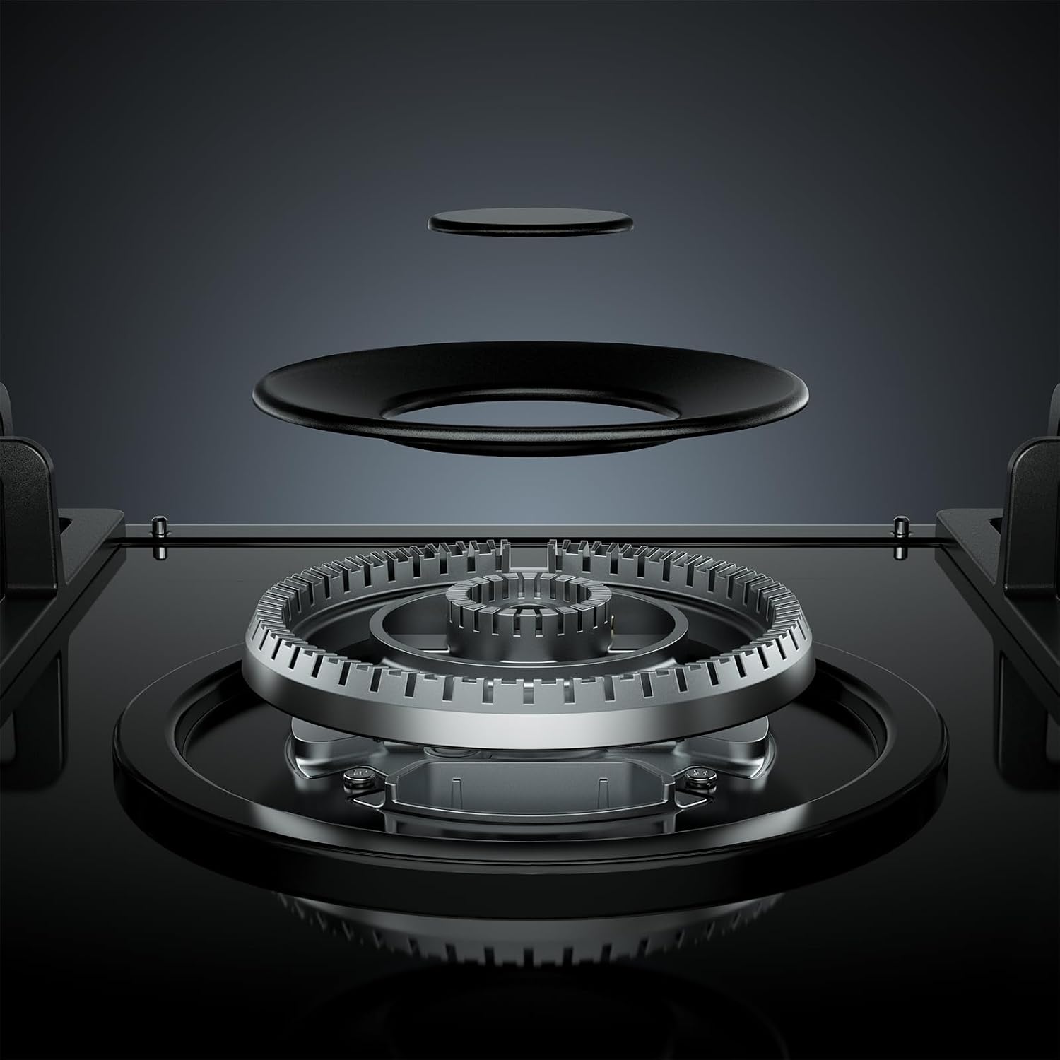 Empava 36' Bulit-in Tempered Glass Gas Cooktops 5 Italy Imported Sabaf Burners Stove Tops, 36 Inch, Black