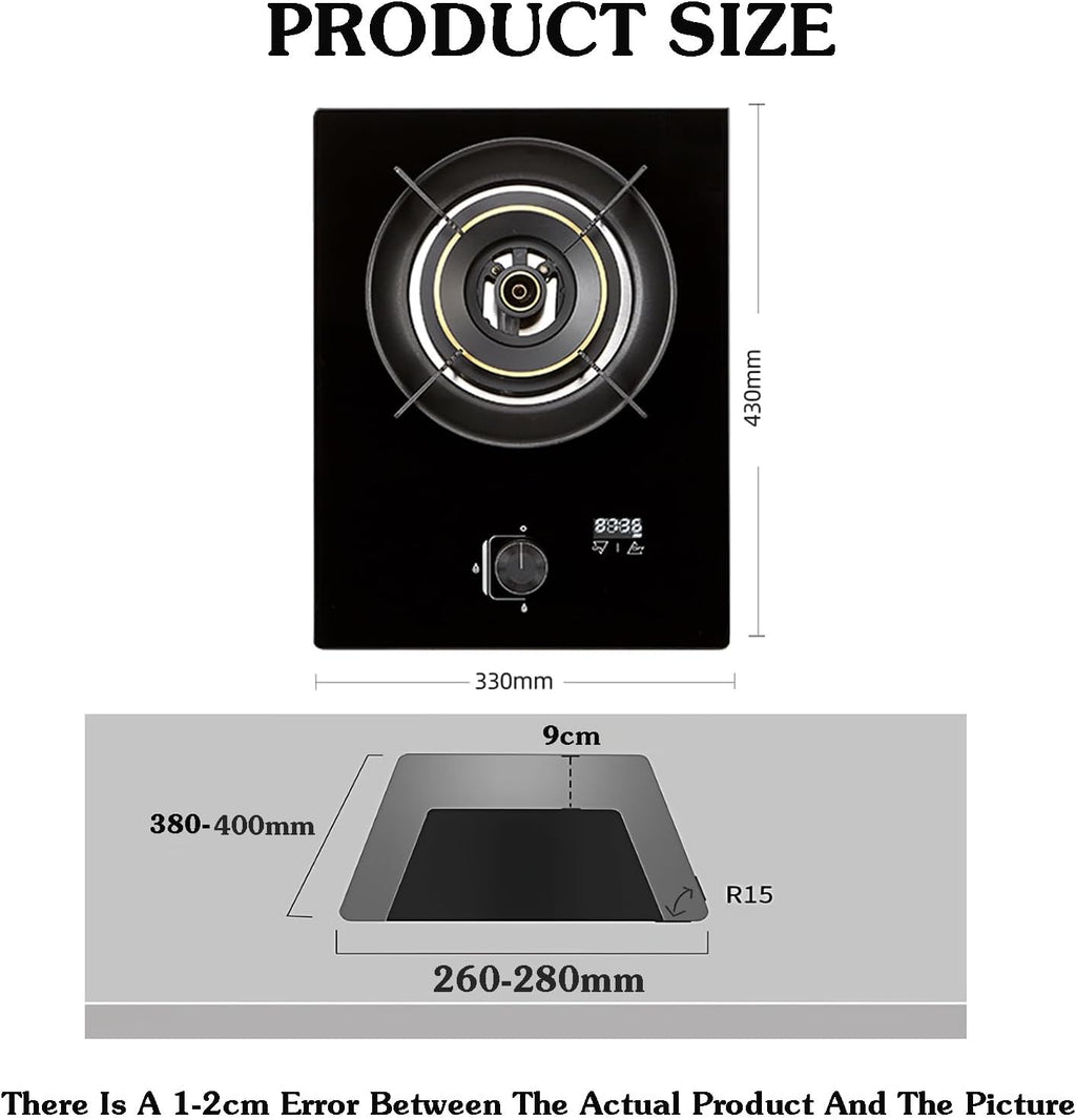Portable Gas Stove with 1 Burner,5.2kW Fire Ring Countertop Stove,NG/LPG Gas Source Kit,Black Tempered Glass,with Flameout Protection and Timer(NG)