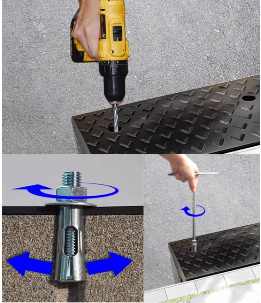 Rubber Curb Ramp for Wheelchair, 2/3/4/5/6/7 in Rise Threshold Ramp, Non-Slip Driveway Kerb Ramp, Lightweight Entry Ramp for Low Cars Scooter Motorycle(Black,40 * 60 * 22cm/16 * 24 * 8.7in)