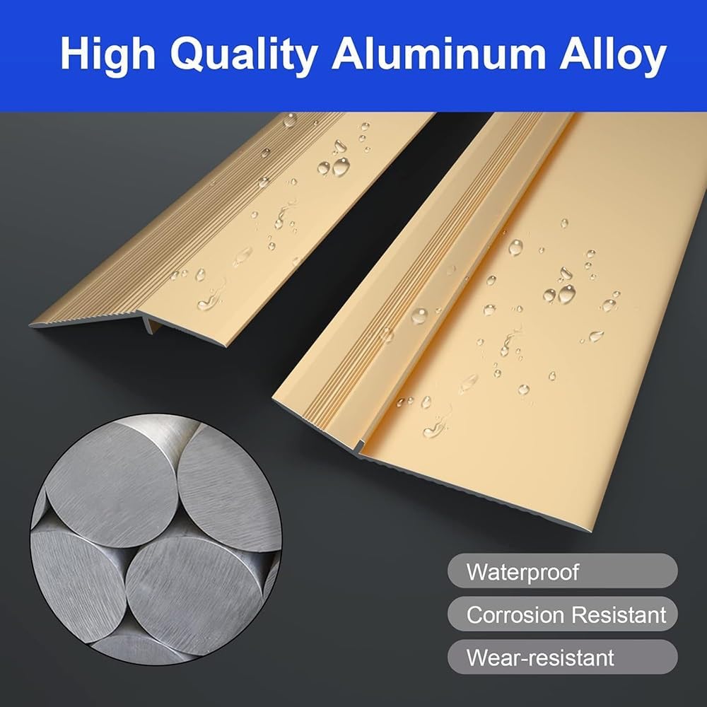 4 Inch Floor Transition Strip Threshold Ramp Aluminum 35'' Door Threshold Ramp Decorations of The Edge of Carpet/laminate AntiStumbling(Black,5pcs)
