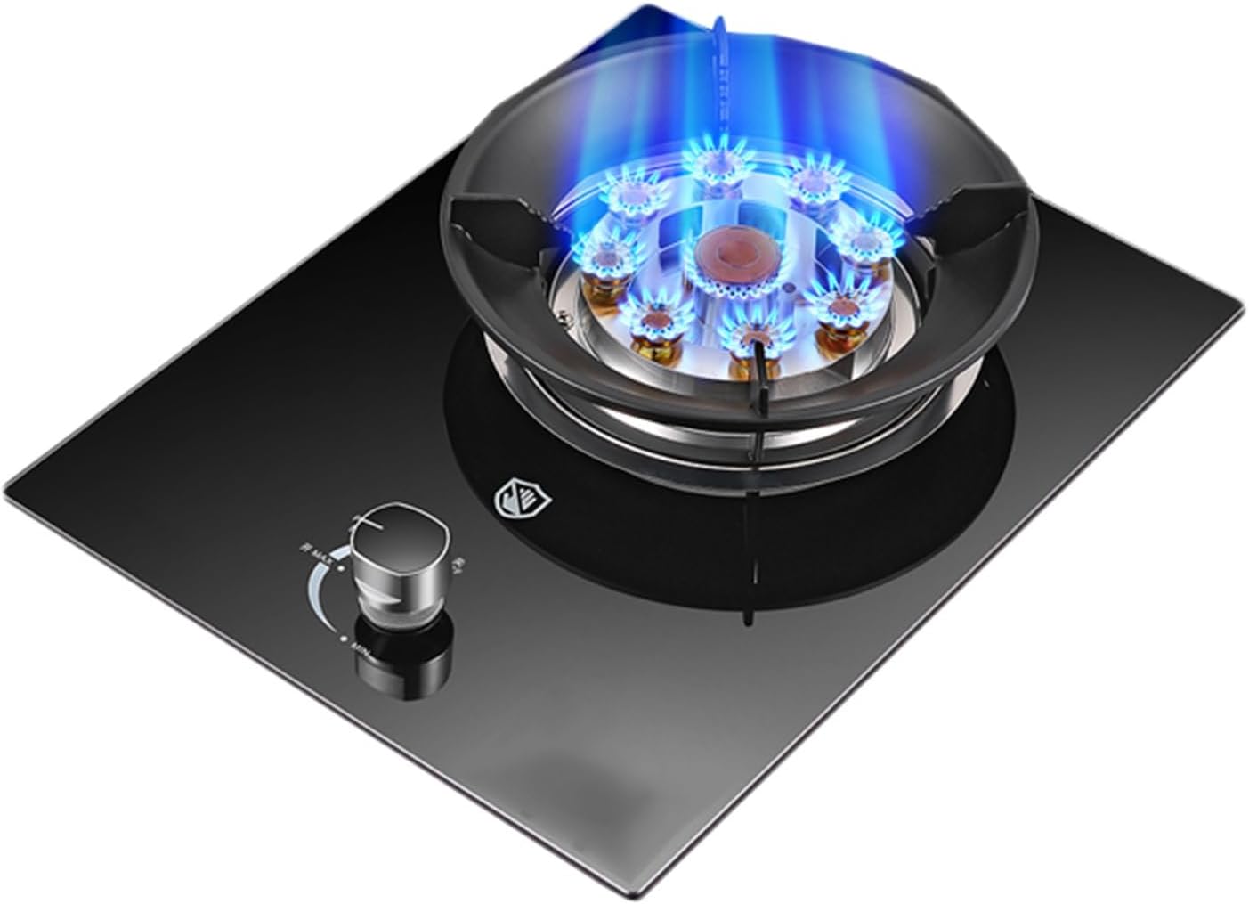 Single Burner Gas Stove,5.2KW Nine-Cavity High-Firer,Tempered Glass Top Cooking,with Flameout Protection,for Natural Gas/liquefied Petroleum Gas(NG)