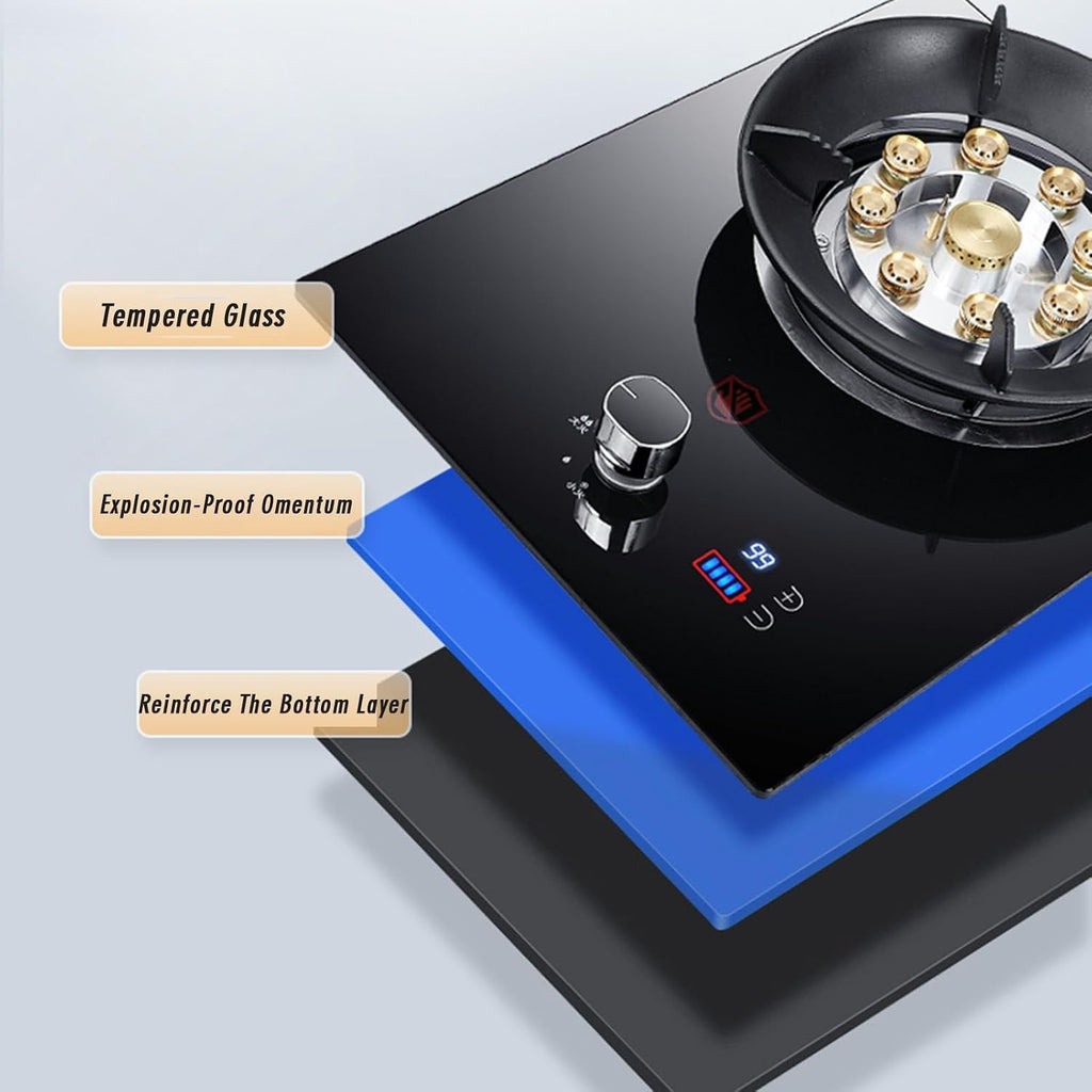 Gas Stove,Pulse Ignition,with Protection Lock and 99min Timer NG/LPG Gas Cooktop,Heat Load 5.2KW/17742.4BTU,for Indoor and Outdoor Camping,1 Burner (Color : NG)