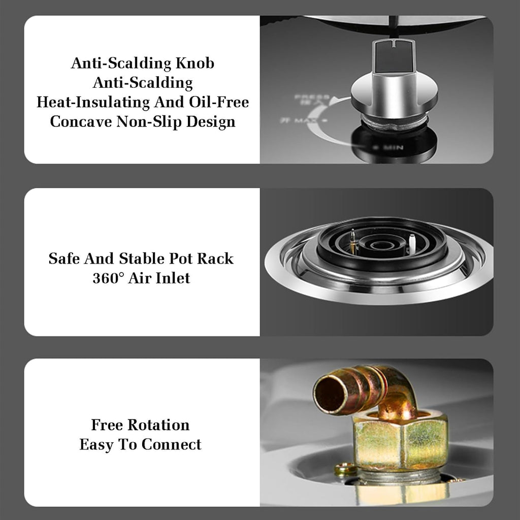 Gas Cooker 1 Burner,Stainless Steel Gas Cooker,Gas/LP Gas Conversion Stove,with Flameout Protection,for Home Kitchen(LPG)