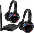 Professional Silent Disco LED Wireless Headphones and RF LED Silent Disco Earphones for iPod MP3 DJ Music Pary Club (2 led Headphone + 1 Transmitter)