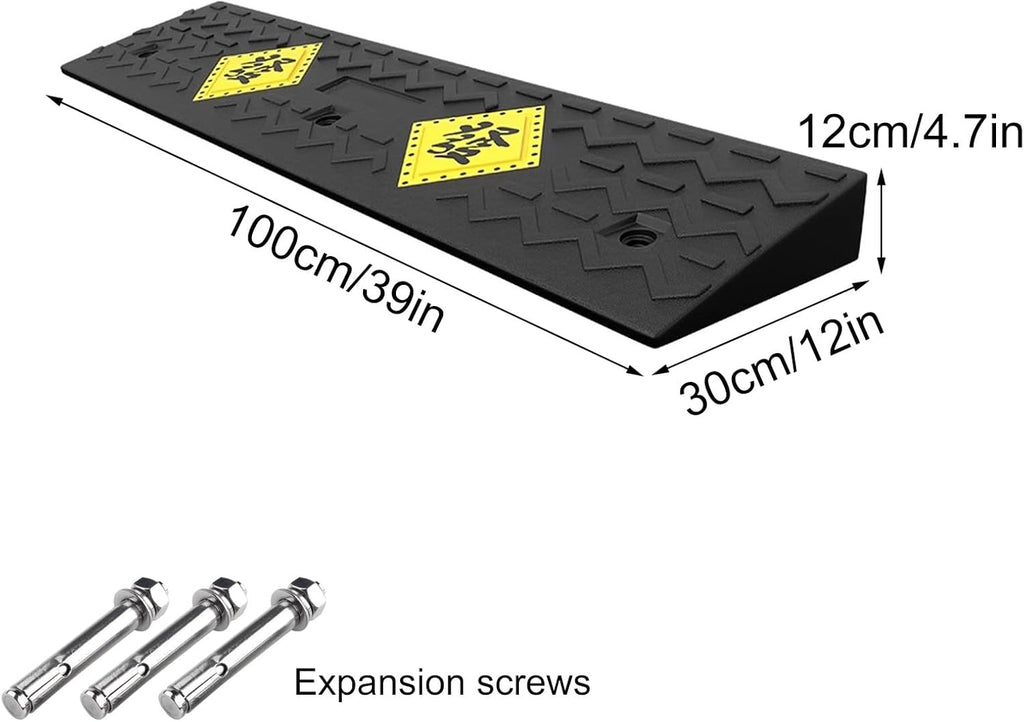 Auto Curb Ramps, Rubber Ramp, 1.6-5.9 in Rise Height Driveway Ramp, Door Threshold Ramp, for Driveway, Loading Dock, Sidewalk, Car, Scooter, Bike, Motorcycle, Wheelchair,(100 * 30 * 12Cm)