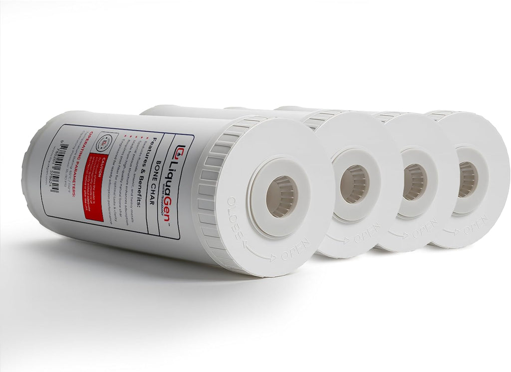 LiquaGen Bone Char Water Filter Replacement Cartridge – Helps Reduce Fluoride – Universal Refillable Filter for Whole House & Drinking Water – 2.5x10, 2.5x20, 4.5x10, 4.5x20 (4, 4.5' x 10')
