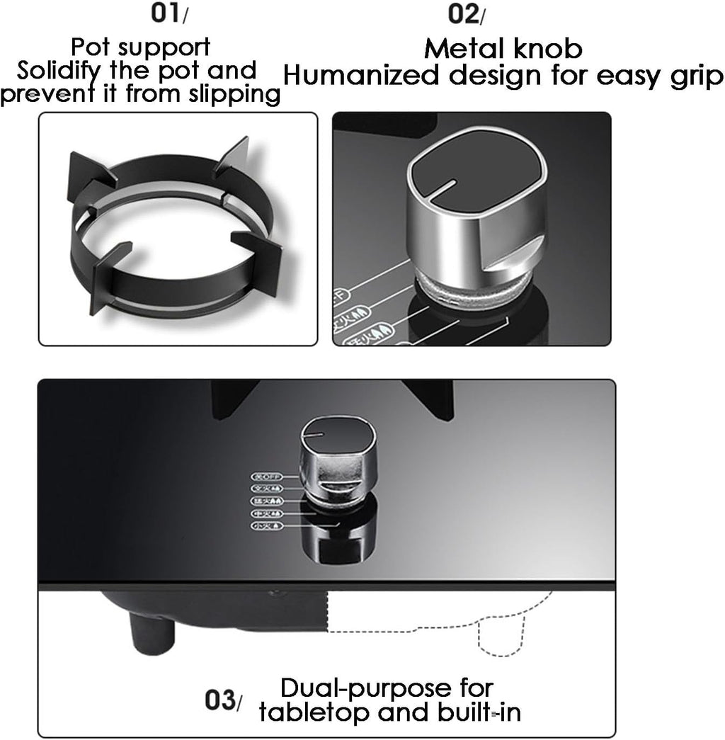 Gas Hob, Gas Cooker 5.2kw Desktop and Embedded Gas Stove, Gas Cooktop with Flame Failure Protection NG/LPG, Single Burner for Home Camping Outdoor(NG)