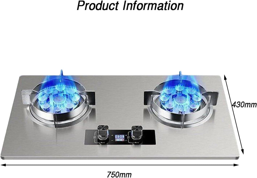Propane Stove,Stainless Steel Gas Cooktop,2 Burners Portable Propane Stove,Maximum 17742.4BTU Suitable for Kitchen Apartments and RV (Color : LPG, Size : Style 1)