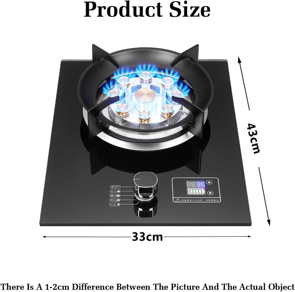 5.2KW Gas Stove,Single Burner,Kitchen Counter Top Stove,Tempered Glass Cast Iron Pot Rack,with Flameout Protection,for Home Kitchen Motor Home Camp(LPG)