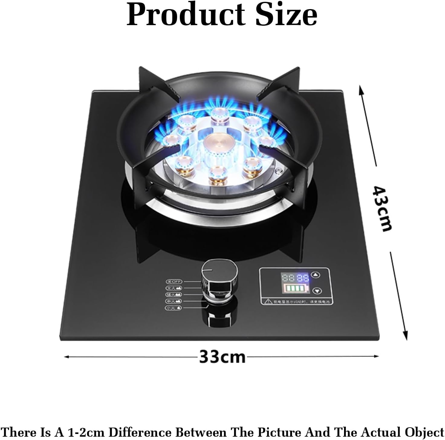 5.2KW Gas Stove,Single Burner,Kitchen Counter Top Stove,Tempered Glass Cast Iron Pot Rack,with Flameout Protection,for Home Kitchen Motor Home Camp(LPG)