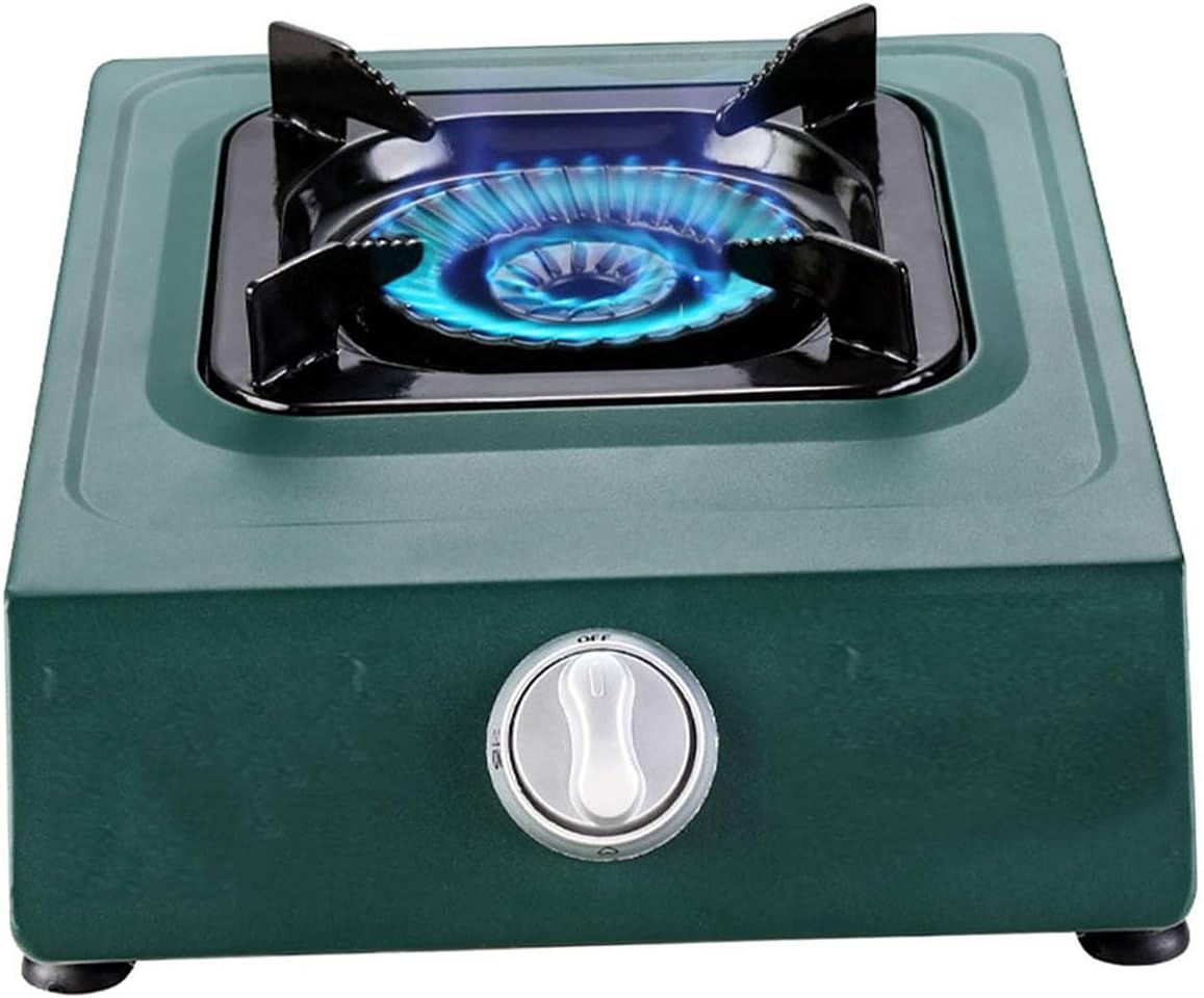 Gas Stove,4.2kw Stainless Steel Single Burner,Green Table Burner,Thermocouple Protection,Suitable for Apartments,Indoors (Size : LPG)