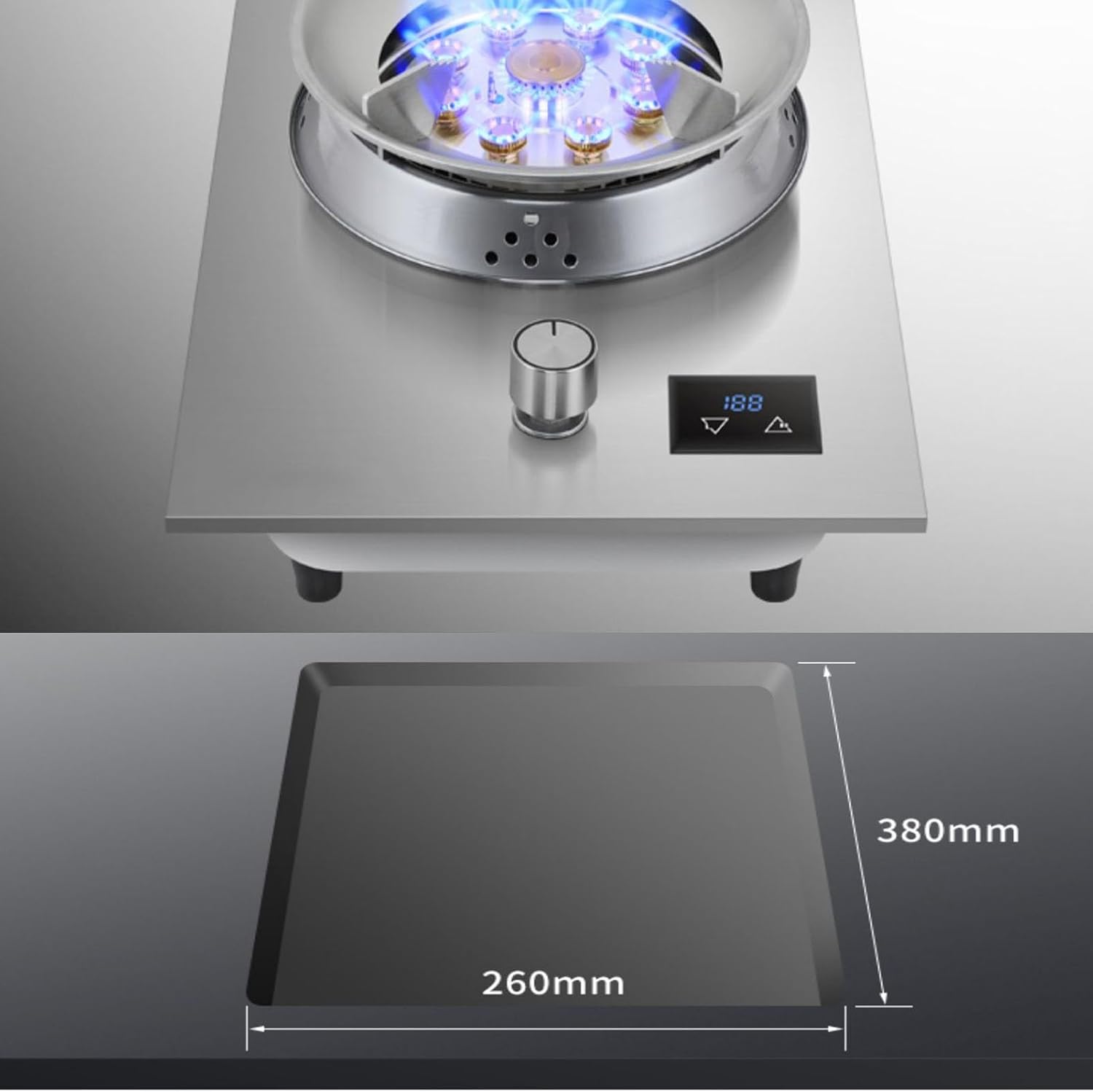 Portable Gas Stove with 1 Burner, 5.2kw Nine-Chamber High Flame Tempered Glass Panel, Accidental Flameout Protection Device, 180-minute Timer (Size : LPG)
