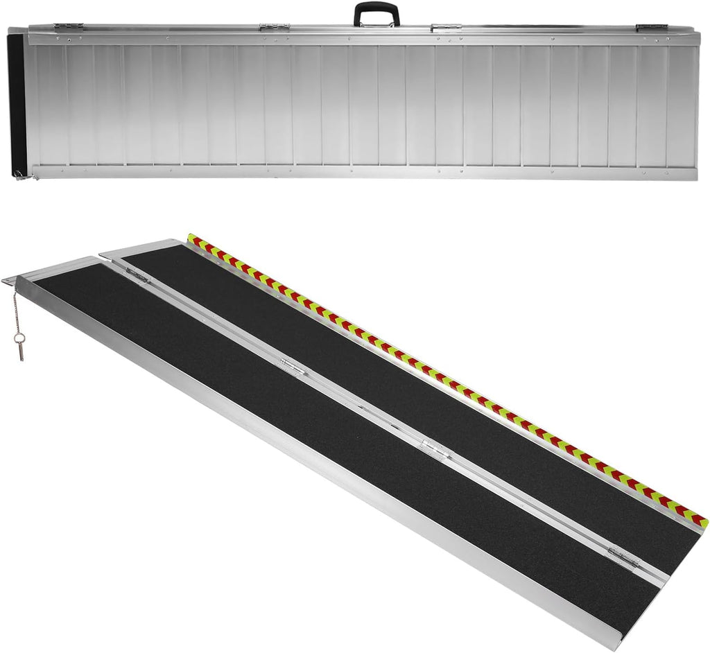 Generic Portable Wheelchair Ramp Aluminum Folding Door Threshold Wheelchair Ramp Wheel Chair Ramp for Home Steps Stairs Entry Threshold Doorways