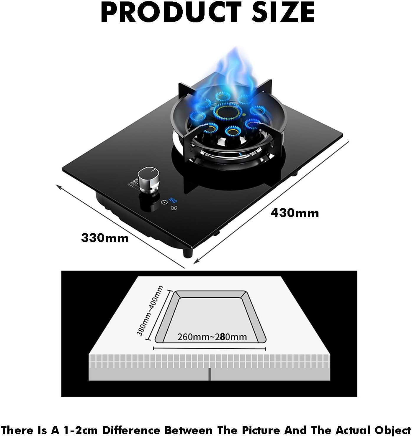 Single Burner Gas Stove,5.2kW Nine-Cavity High Fire,Tempered Glass with Timer and Flameout Safety for Home Kitchen(NG)