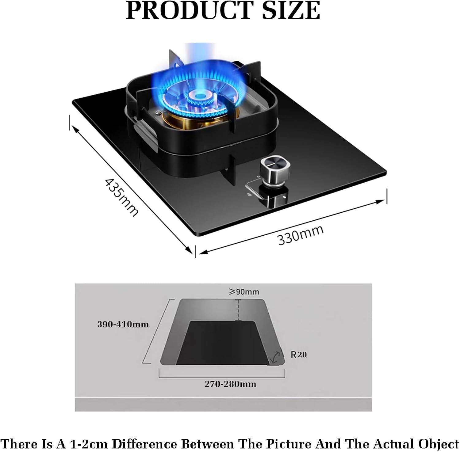 Gas Cooktop with 1 Burner,Kitchen Counter Top Stove,5.2KW Nine-Cavity High-fire,NG/LPG Gas Conversion Stove,with Flameout Protection(LPG)