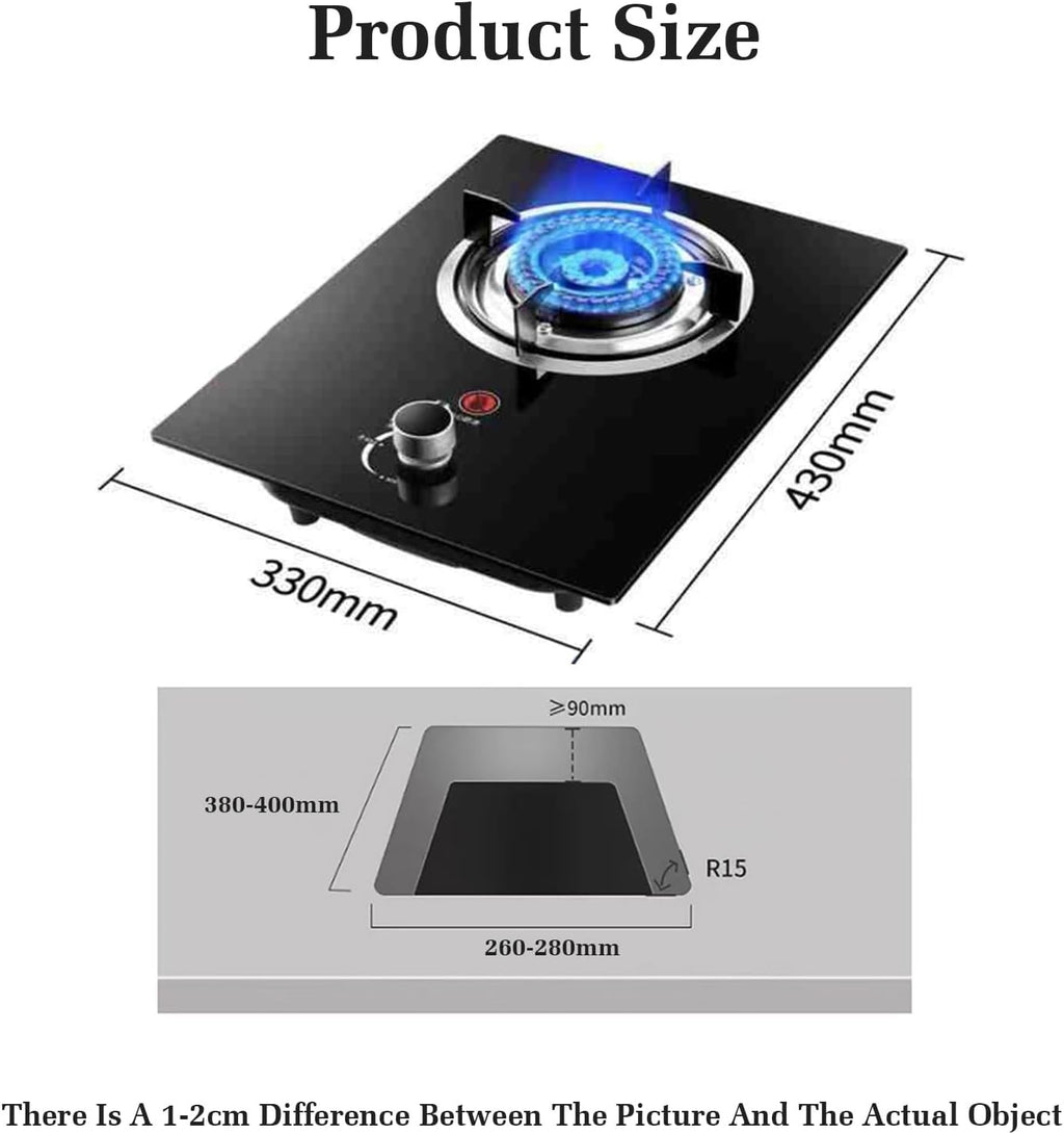 Gas Stove with 1 Burner,4.5KW Camping Gas Cooker,Gas/LP Gas Conversion Stove,Tempered Glass Cast Iron Pot Rack,with Flameout Protection,for Home Kitchen(LPG)