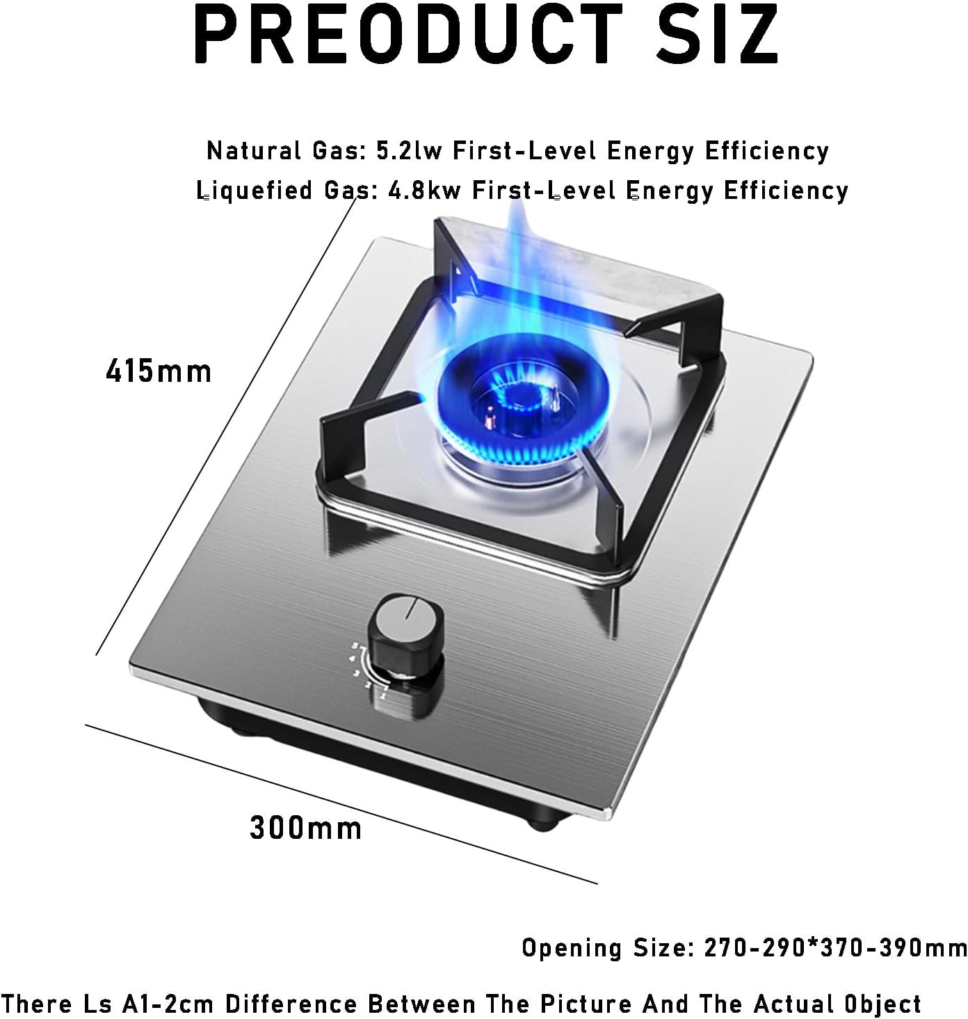 Single Burner Gas Stove,automatic Ignition Stainless Steel Table,portable Camping NG/LPG Gas Stove,for Campsites Hunting Lodges Cabins 5.2kw(LPG)