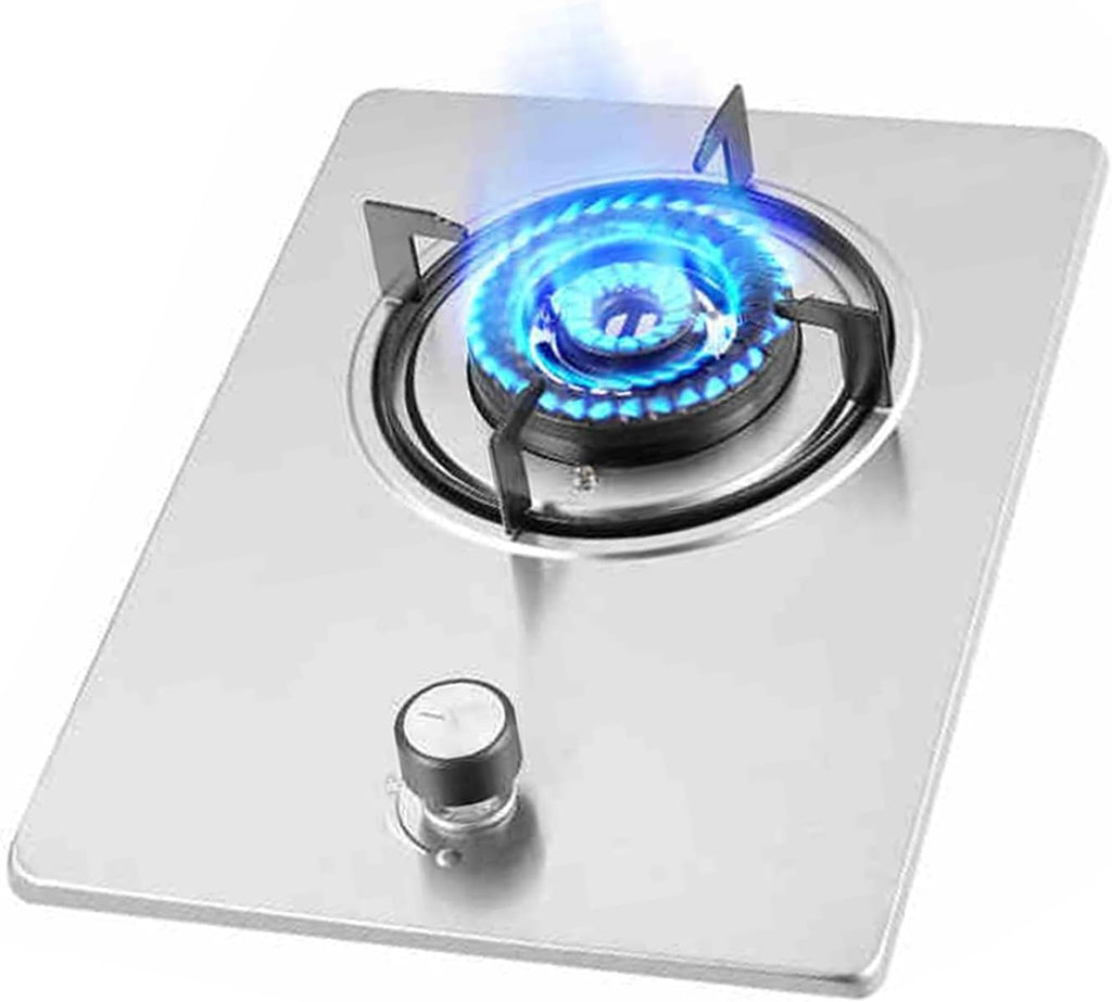 Gas Stove 1 Burner,4.2KW All-copper Stainless Steel Gas Stove,Tabletop/Embedded Burner,NG/LPG Convertible,with Flameout Protection(NG)