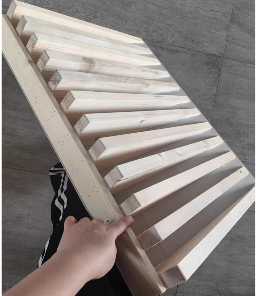 Rygcrud Wooden Threshold Ramps for Sweeping Robot, Sidewalk Kerb Ramps for Apartment Entry Door Steps, Transition Doorways, Bathroom(48x30x6cm)