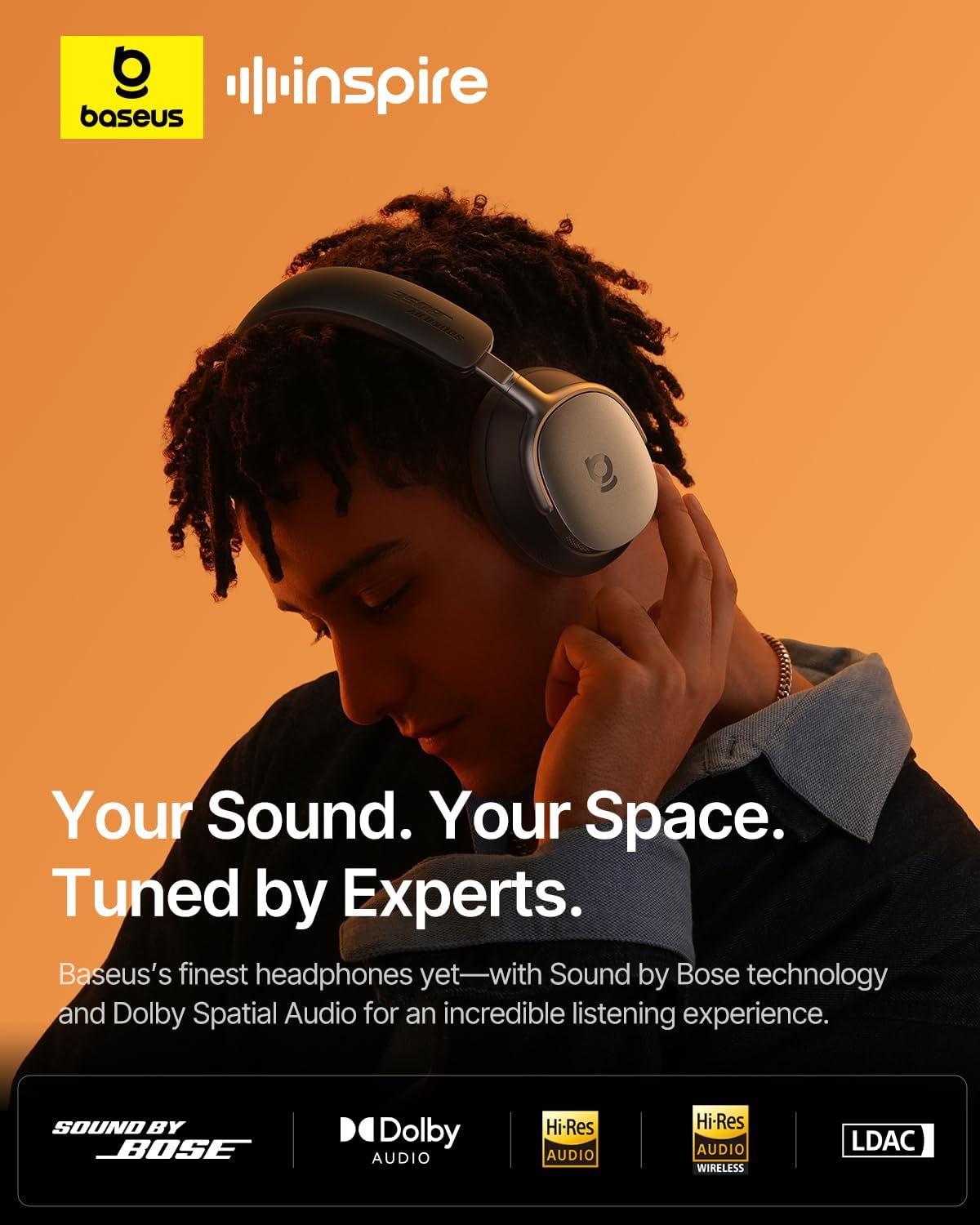 Baseus Inspire XH1 Adaptive Active Noise Cancelling Headphones 45W USB C Charger, Dual Port PPS Fast Charging Block