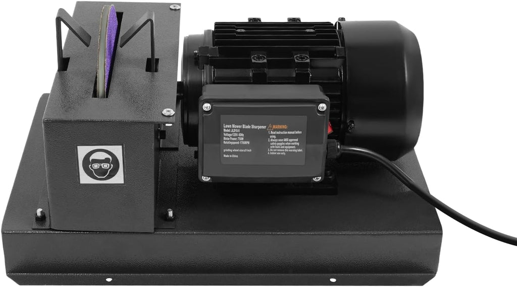 Lawn Mower Blade Sharpener, 750W Electric Lawn Mower Blade Grinder Mower Blade Balancer with 2 Sandpapers, Heavy Duty Bench Mower Sharpening Machine for Many Types of Mower Blade, 1700 RPM