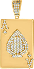 JewelryWeb 925 Sterling Silver Yellow-tone Mens Cubic Zirconia Ace Of Spade Playing Cards Gambling Pendant Necklace for Men