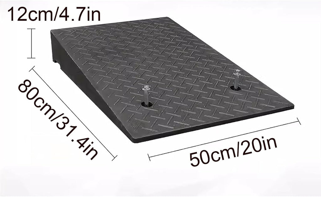 Rubber Curb ramp, high Heavy Duty Rubber Threshold ramp, Portable car ramp, Suitable for car Wheelchair Pedal, Stair Door ramps(50 * 80 * 12cm/20 * 31.4 * 4.7in)