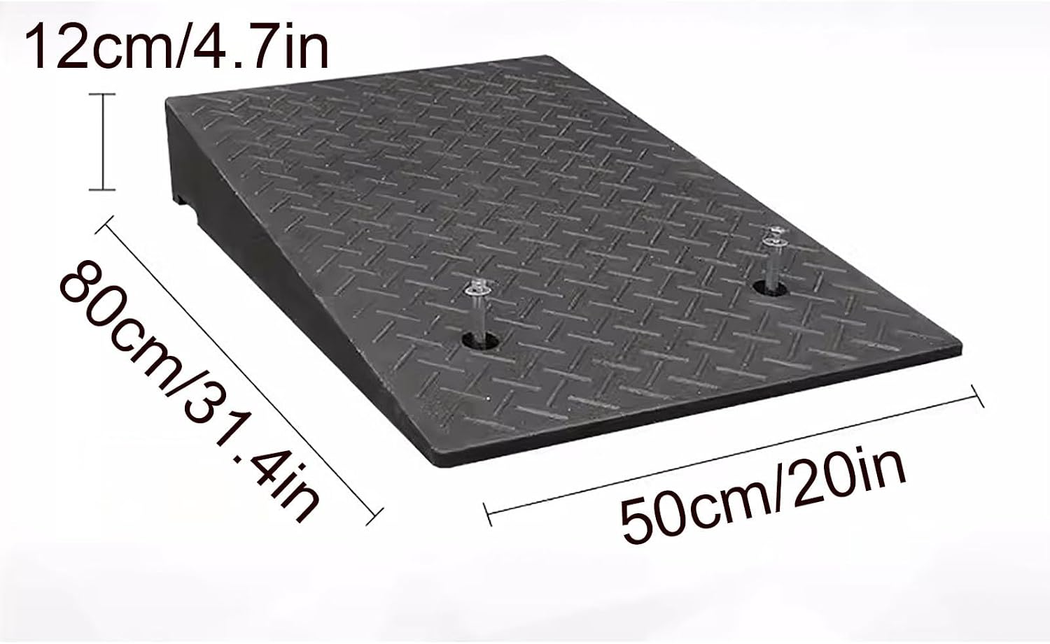 Rubber Curb ramp, high Heavy Duty Rubber Threshold ramp, Portable car ramp, Suitable for car Wheelchair Pedal, Stair Door ramps(50 * 80 * 12cm/20 * 31.4 * 4.7in)