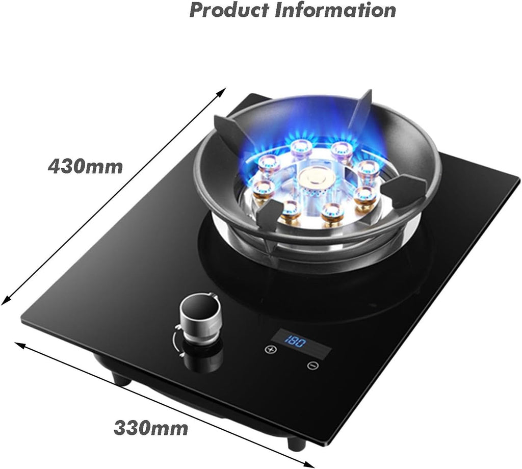 Portable Gas Stove,Single Burner Propane Stove,Max 17742.4BTU with Pulse Electronic Ignition Tempered Glass Suitable for Apartments Kitchens(black) (Color : NG, Size : 17742.4BTU)