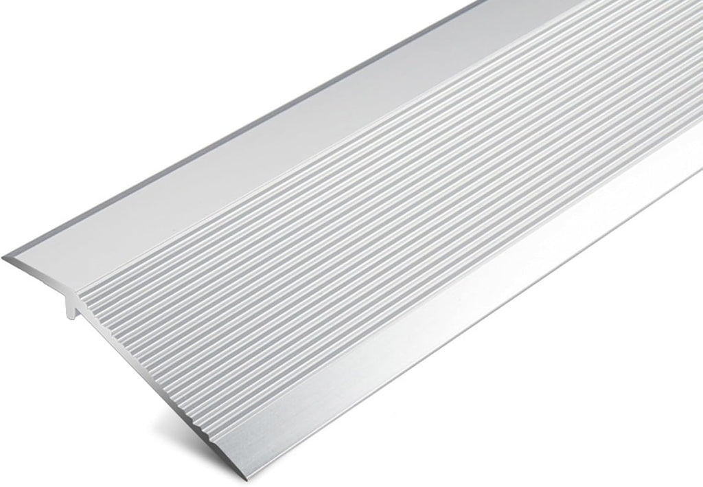 4inch Wide Floor Transition Strip Threshold Ramps for Doorways, Fluted Aluminum Reducer, Flooring Edge Trim, Wood To Tile, Vinyl To Laminate, Carpet To Tile ( Color : Silver , Size : 140cm/55.1in/4.6f